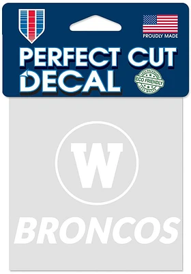 Western Michigan Broncos 4x4 White Auto Decal - White