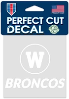 Western Michigan Broncos 4x4 White Auto Decal - White