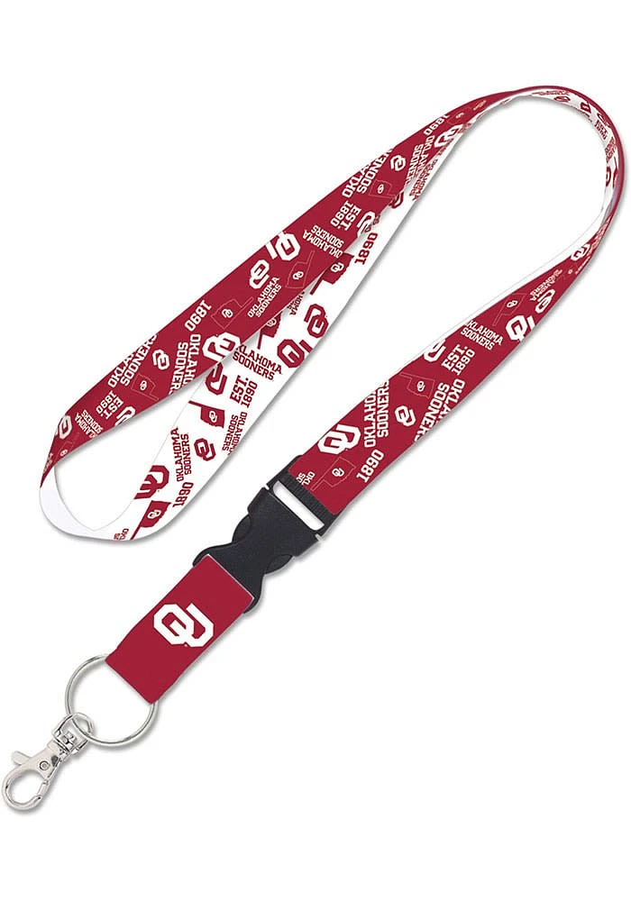 Oklahoma Sooners Scatter Print Lanyard - Red