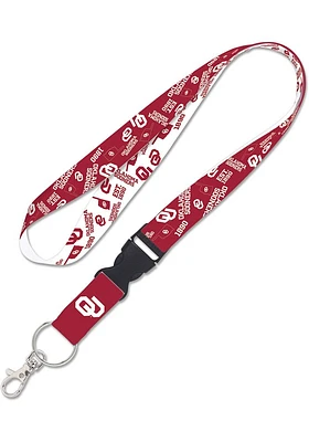 Oklahoma Sooners Scatter Print Lanyard - Red