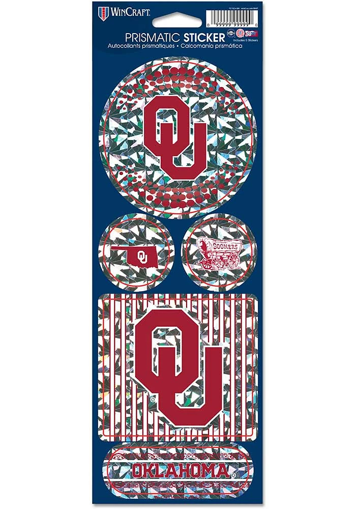 Oklahoma Sooners Prismatic 4x11 Stickers - Red