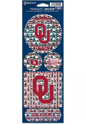 Oklahoma Sooners Prismatic 4x11 Stickers - Red