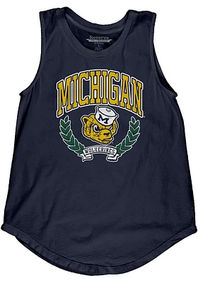 Michigan Wolverines Womens Blue Muscle Tank Top