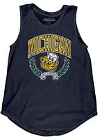Michigan Wolverines Womens Blue Muscle Tank Top