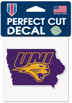 Northern Iowa Panthers 4x4 State Shape Auto Decal - Purple