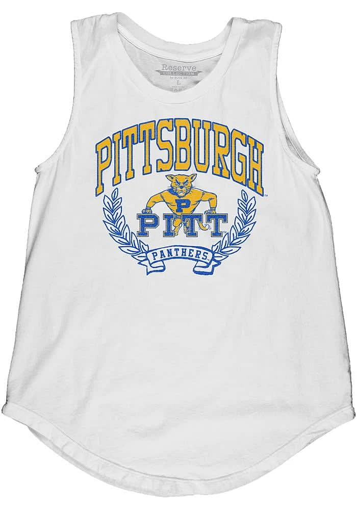 Pitt Panthers Womens White Muscle Tank Top