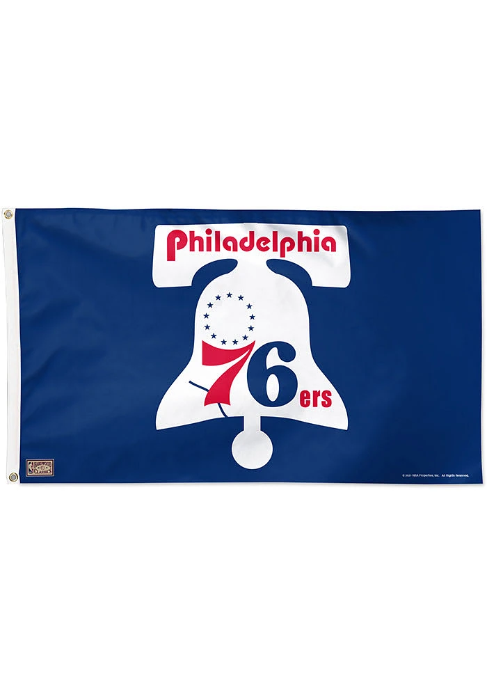 Philadelphia 76ers Retro 3x5 ft Silk Screen Grommet Flag - Blue