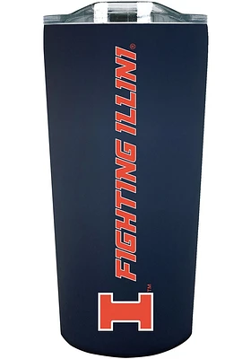 Illinois Fighting Illini Team Logo 18oz Soft Touch Stainless Steel Tumbler - Navy Blue