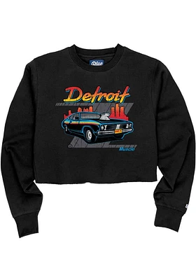 Detroit Womens Black Muscle Car Crew Sweatshirt