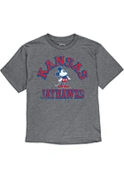 Kansas Jayhawks Youth Grey Mickey Man Cave Short Sleeve Fashion T-Shirt