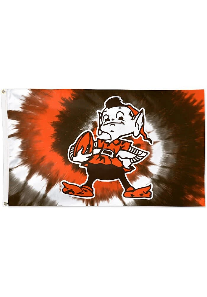 Cleveland Browns Retro Tie Dye 3x5 ft Silk Screen Grommet Flag - Orange