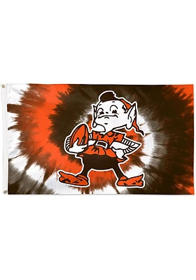 Cleveland Browns Retro Tie Dye 3x5 ft Silk Screen Grommet Flag - Orange