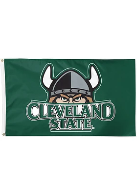 Cleveland State Vikings 3x5 ft Silk Screen Grommet Flag - Green