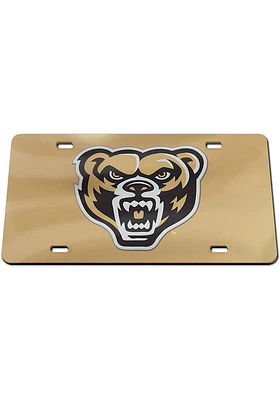 Oakland University Golden Grizzlies Brown Team Color Acrylic Car Accessory License Plate