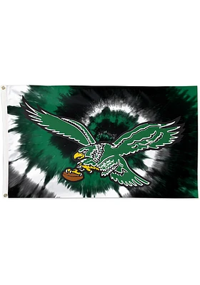 Philadelphia Eagles Retro Tie Dye 3x5 ft Silk Screen Grommet Flag - Black
