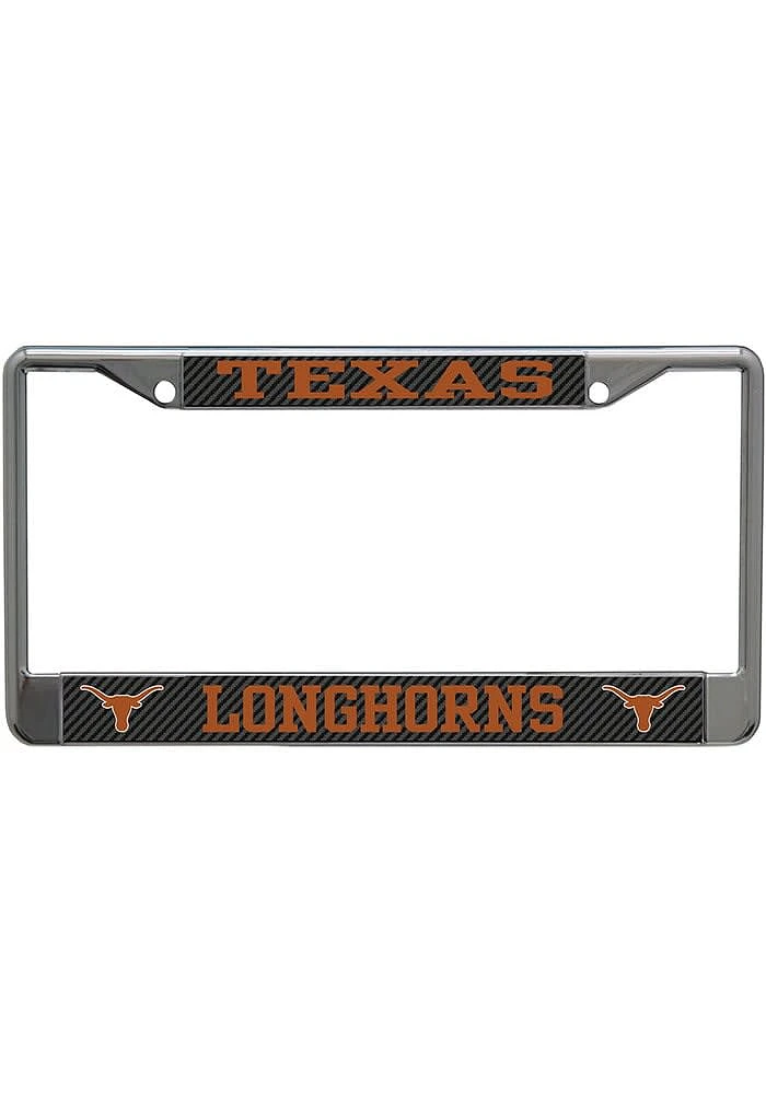 Texas Longhorns Carbon Fiber Design License Plate Frame - Black