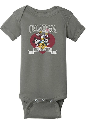 Oklahoma Sooners Baby Red Disney Heart Troop Short Sleeve One Piece