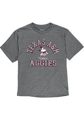 Texas A&M Aggies Youth Grey Mickey Man Cave Short Sleeve Fashion T-Shirt