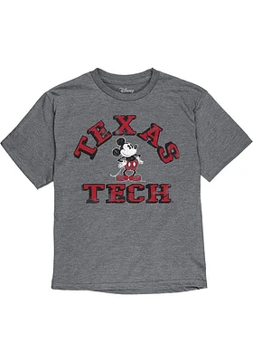 Texas Tech Red Raiders Youth Grey Mickey Man Cave Short Sleeve Fashion T-Shirt