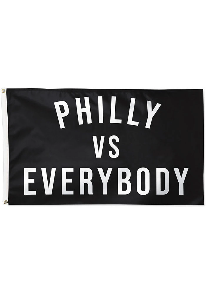 Philadelphia 3x5 Silk Screen Grommet Flag - Black