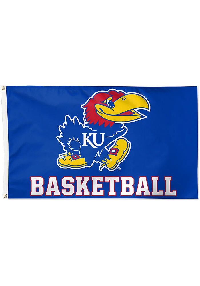 Kansas Jayhawks Basketball Silk Screen Grommet Flag - Blue