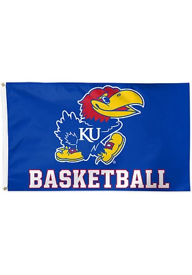 Kansas Jayhawks Basketball Silk Screen Grommet Flag - Blue
