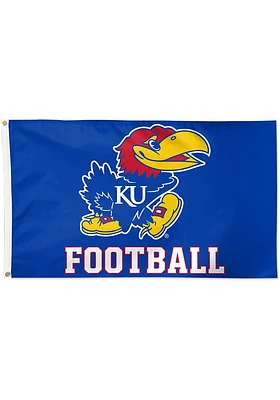 Kansas Jayhawks Football Silk Screen Grommet Flag - Blue