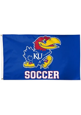 Kansas Jayhawks Soccer Silk Screen Grommet Flag - Blue