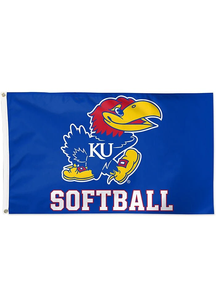 Kansas Jayhawks Softball Silk Screen Grommet Flag - Blue