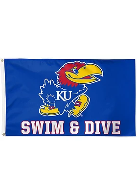 Kansas Jayhawks Swim/Dive Silk Screen Grommet Flag - Blue