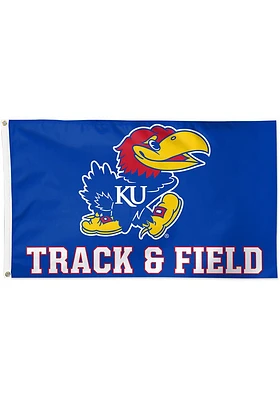 Kansas Jayhawks Track and Field Silk Screen Grommet Flag - Blue