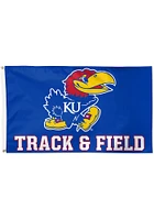 Kansas Jayhawks Track and Field Silk Screen Grommet Flag - Blue