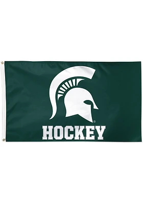 Michigan State Spartans Hockey 3x5 ft Silk Screen Grommet Flag - Green