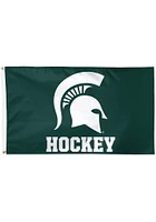 Michigan State Spartans Hockey 3x5 ft Silk Screen Grommet Flag - Green