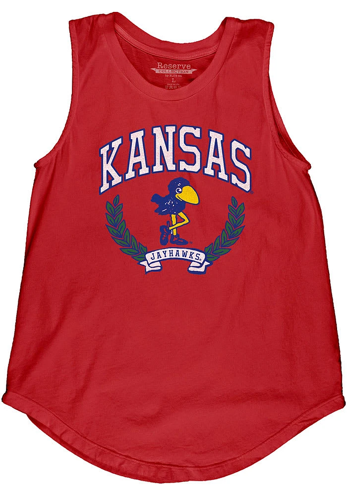Kansas Jayhawks Womens Red Muscle Tank Top