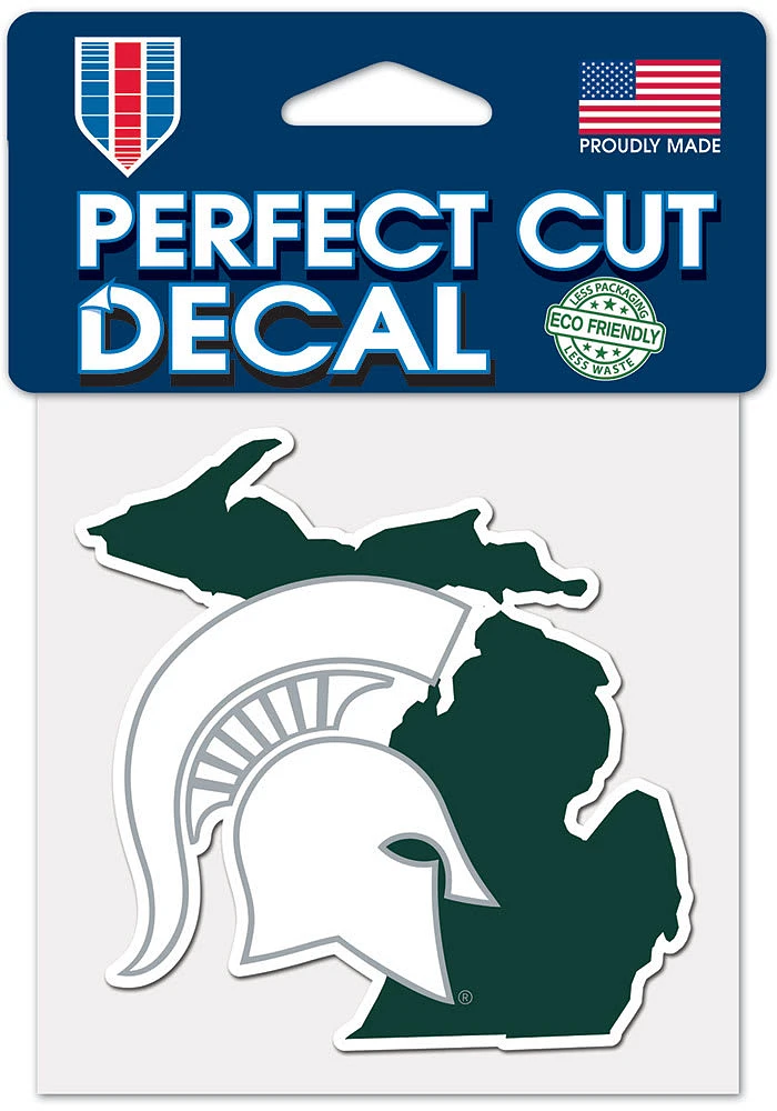 Michigan State Spartans State Shape Design Auto Decal - Green