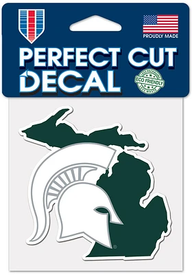 Michigan State Spartans State Shape Design Auto Decal - Green