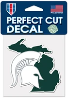 Michigan State Spartans State Shape Design Auto Decal - Green