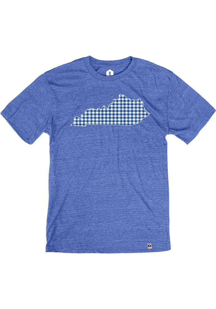 Rally Kentucky Blue Plaid State Short Sleeve Fashion T Shirt