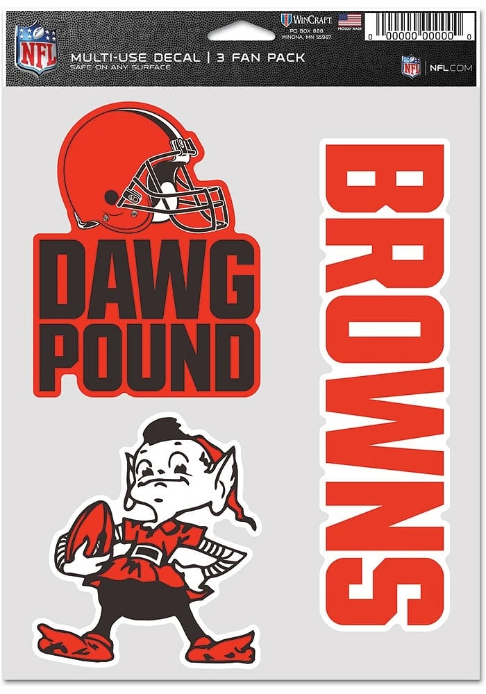 Cleveland Browns Retro 3 Pack Auto Decal - Brown
