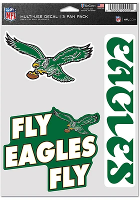 Philadelphia Eagles Retro 3 Pack Auto Decal - Kelly Green