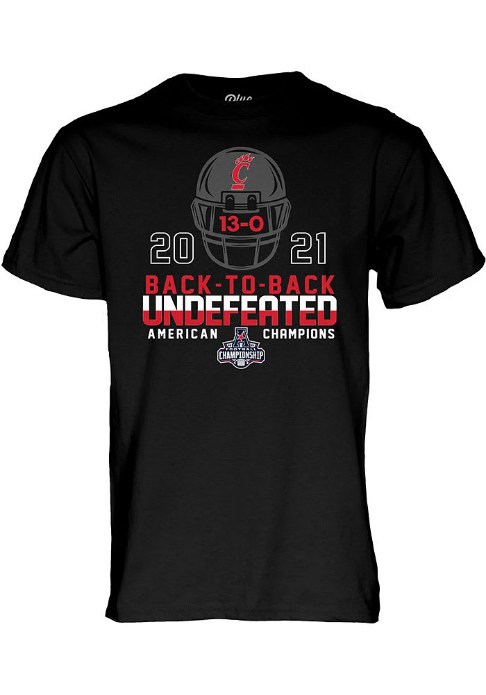 Cincinnati Bearcats Black 2021 AAC Undefeated Champions Short Sleeve T Shirt