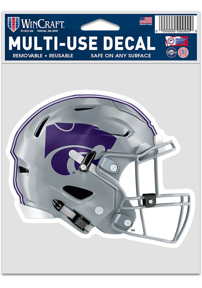 K-State Wildcats 3.75x5 Helmet Auto Decal - Purple
