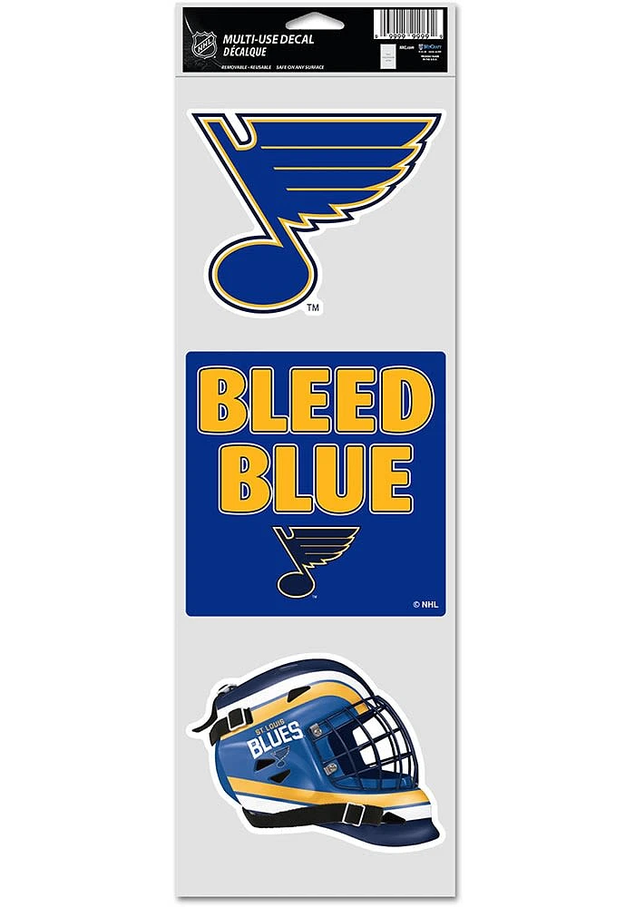 St Louis Blues 3pk Fan Auto Decal - Blue