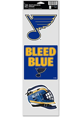 St Louis Blues 3pk Fan Auto Decal - Blue