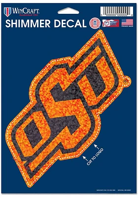 Oklahoma State Cowboys 5x7 Shimmer Logo Auto Decal - Orange
