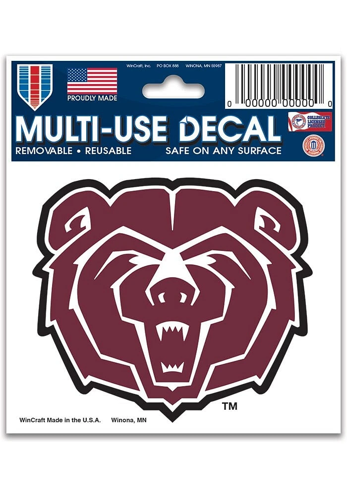 Missouri State Bears 3x4 Auto Decal - Maroon