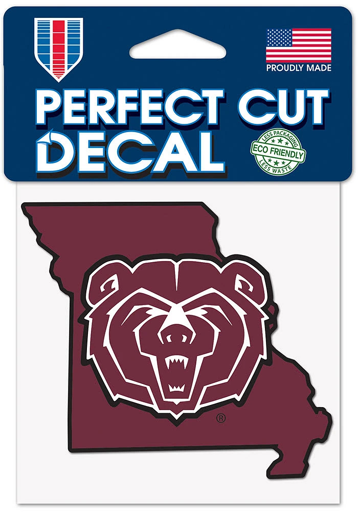 Missouri State Bears 4x4 State Shape Auto Decal - Maroon