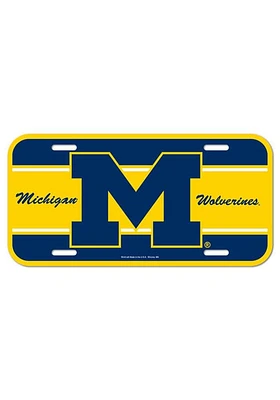 Michigan Wolverines Yellow Plastic Car Accessory License Plate