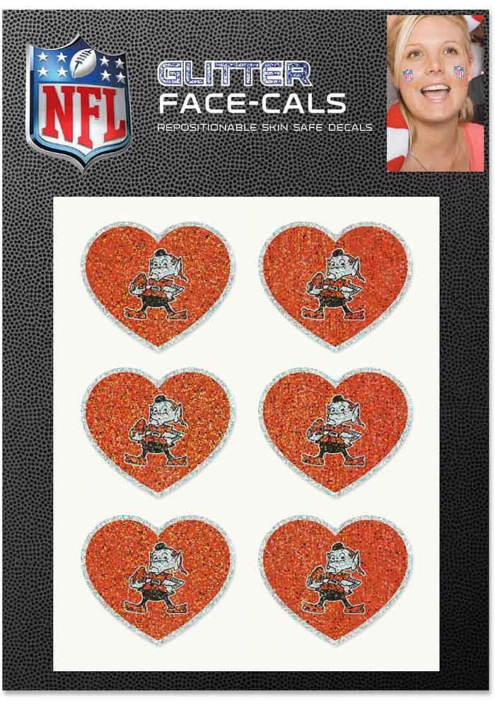 Cleveland Browns Retro Glitter Heart Tattoo